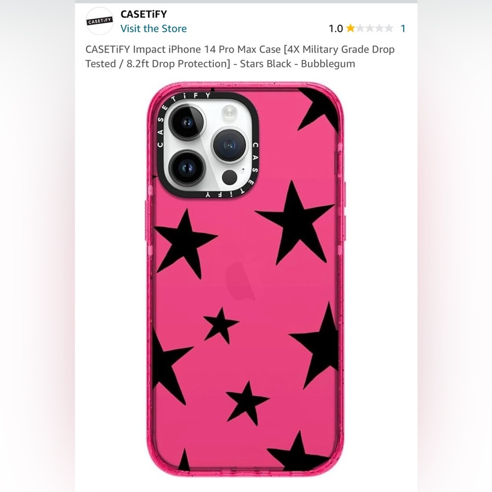 Casetify Pink and Black Star iPhone 14 Pro Max Case
